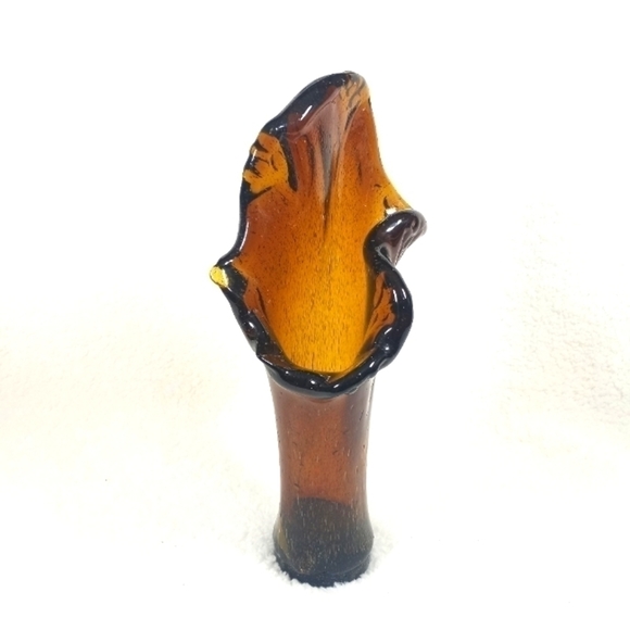 Vintage Amber Brown Root Beer Hand Blown Vase - Picture 1 of 12